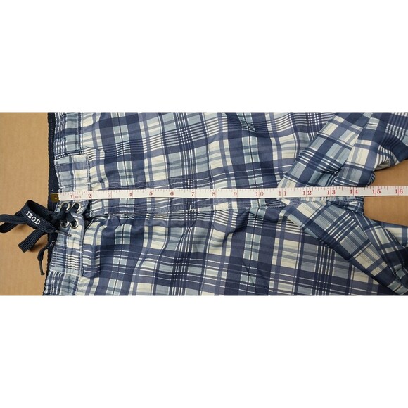 Izod Mens Swim Trunks Size Medium Blue White Plaid NO LINING Read Description - Picture 8 of 16